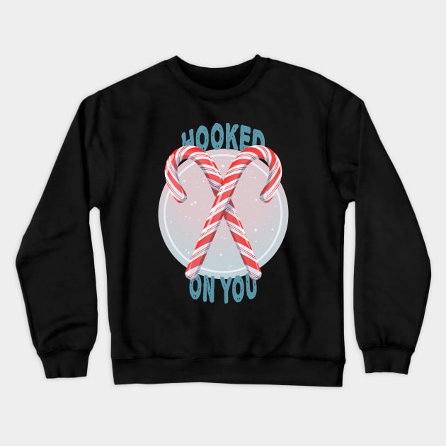 Hooked on You retro Christmas candy canes Crewneck Sweatshirt by Art by Angele G